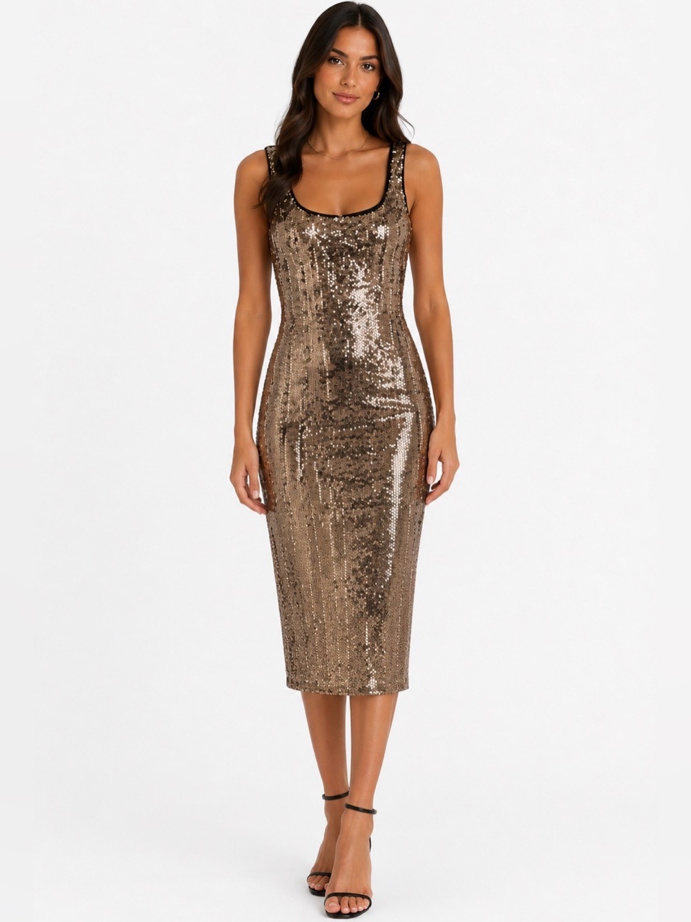 Bardot Neve Sleeveless Sequin Bodycon Dress Goldfoil Cocktail Party Size 6